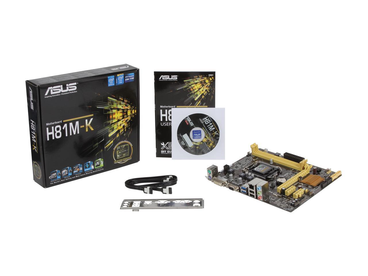 ASUS H81M-K LGA 1150 Intel H81 SATA 6Gb/s USB 3.1 uATX Intel Motherboard