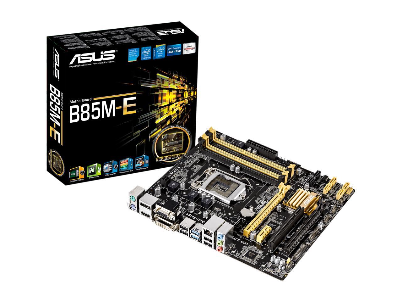 ASUS B85M-E LGA 1150 Intel B85 Express USB 3.0 Intel Motherboard