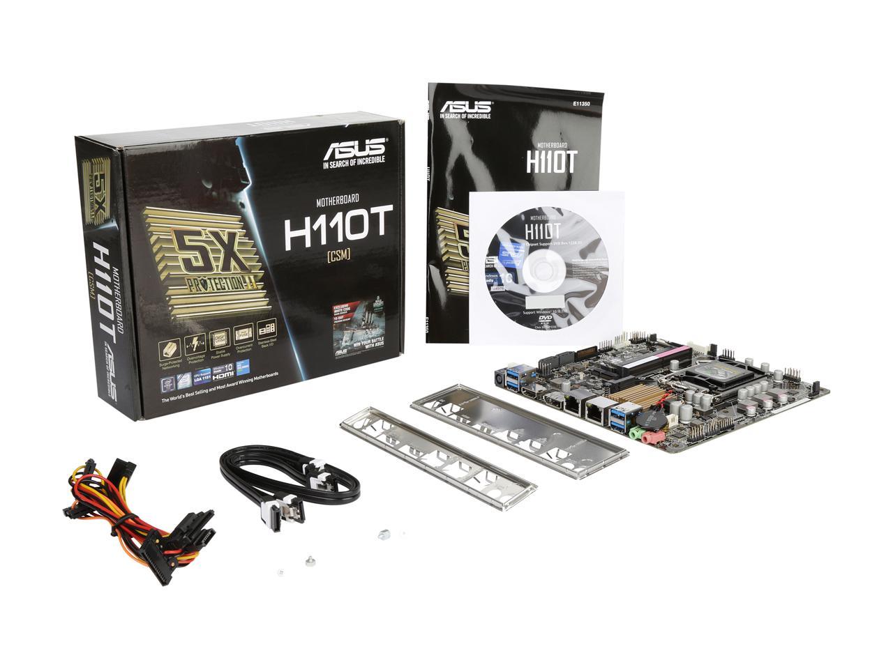 ASUS H110T/CSM LGA 1151 Intel H110 HDMI SATA 6Gb/s USB 3.1 Thin Mini-ITX Motherboards - Intel