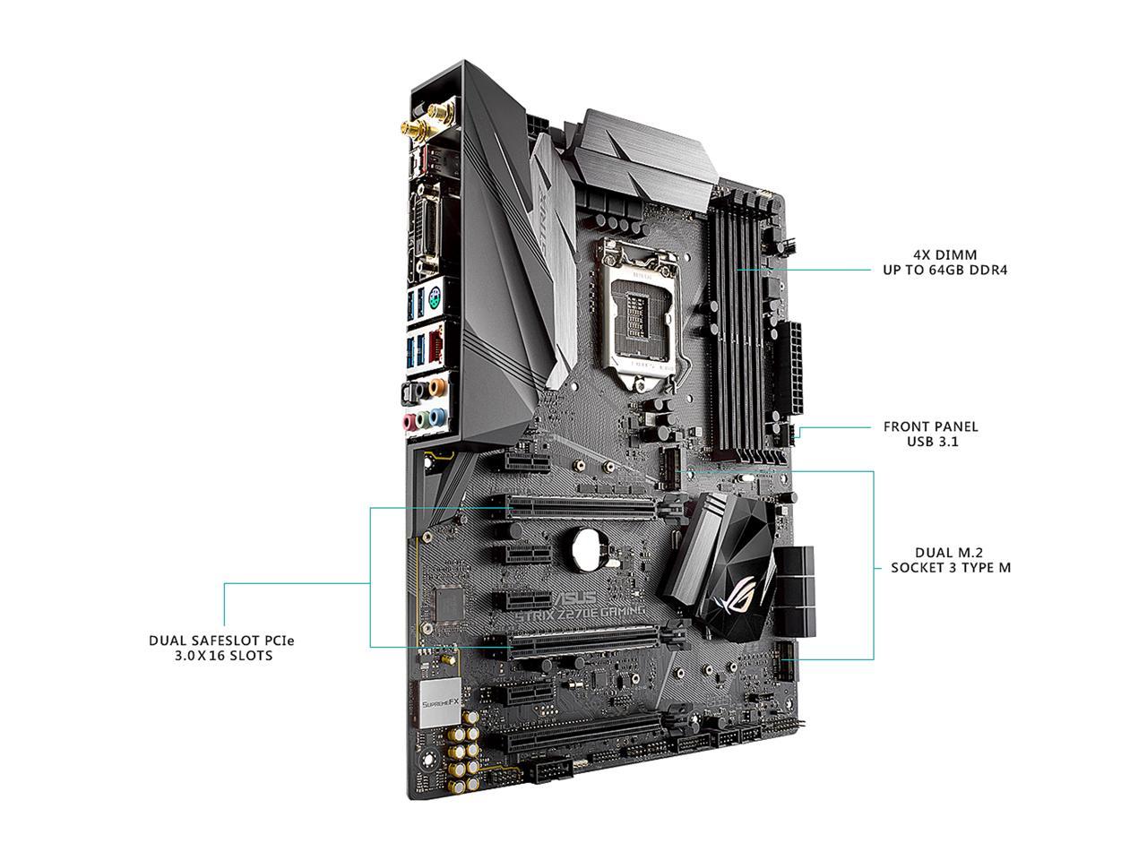 ASUS ROG STRIX Z270E GAMING LGA1151 DDR4 DP HDMI DVI M.2 ATX Motherboard with Onboard AC Wi-Fi and USB 3.1