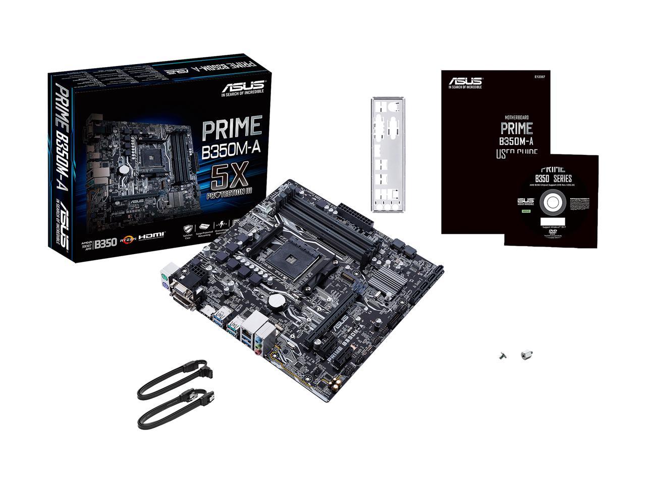 ASUS Prime B350M-A/CSM AM4 AMD B350 SATA 6Gb/s USB 3.1 HDMI Micro ATX Motherboards - AMD