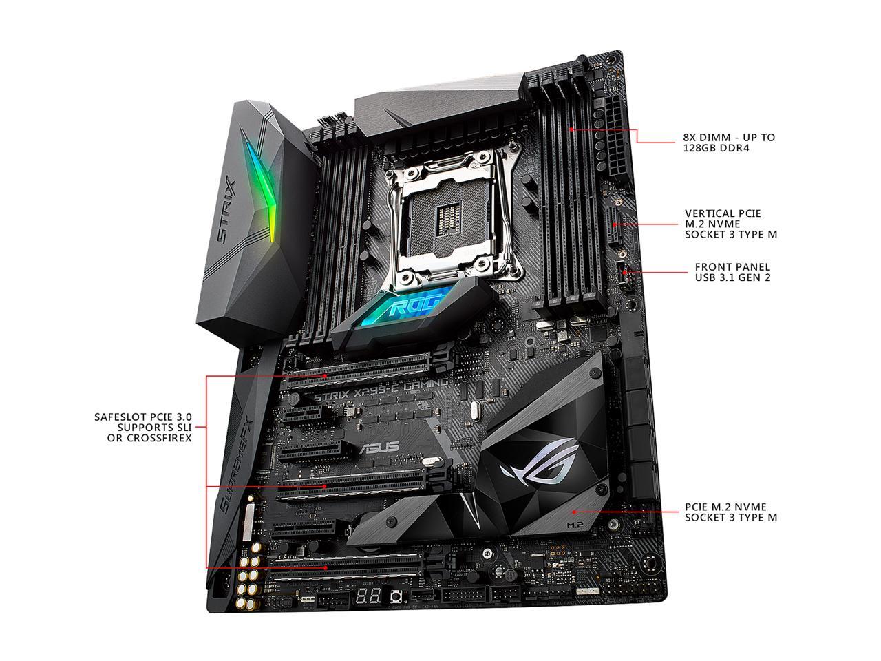 ASUS ROG STRIX X299-E GAMING LGA2066 DDR4 M.2 USB 3.1 802.11 AC WI-FI X299 ATX Motherboard for Intel Core i9 and i7 X-Series Processors