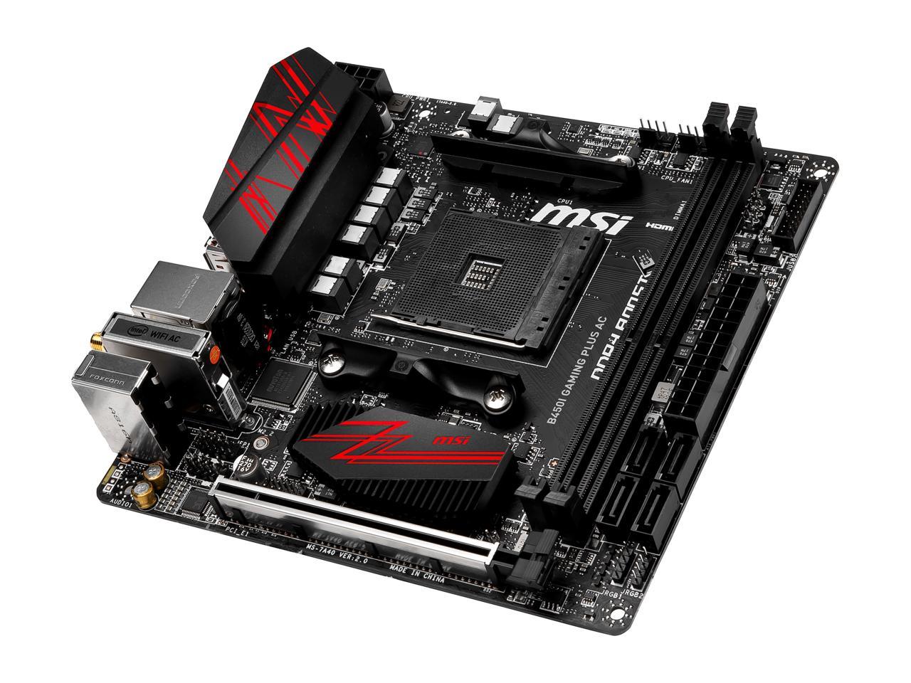MSI PERFORMANCE GAMING B450I GAMING PLUS AC AM4 AMD B450 SATA 6Gb/s Mini ITX AMD Motherboard