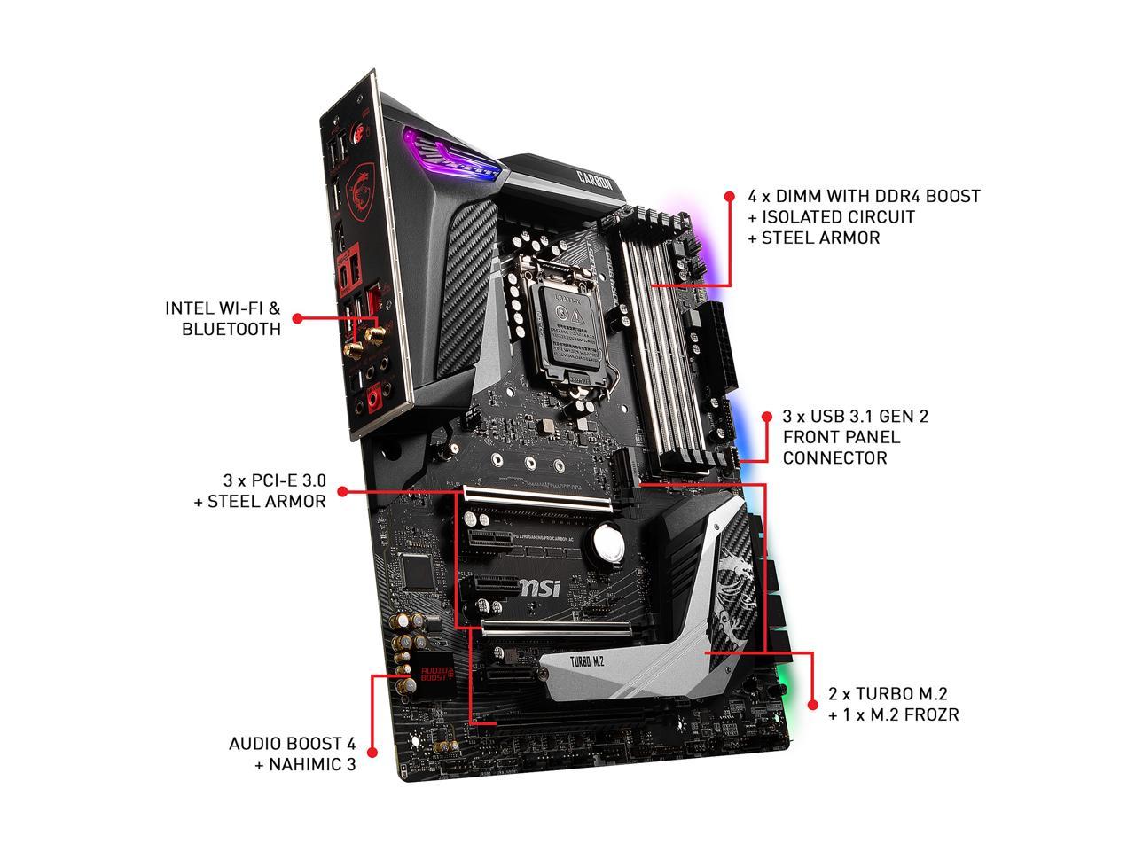 MSI MPG Z390 GAMING PRO CARBON AC LGA 1151 (300 Series) Intel Z390 HDMI SATA 6Gb/s USB 3.1 ATX Intel Motherboard