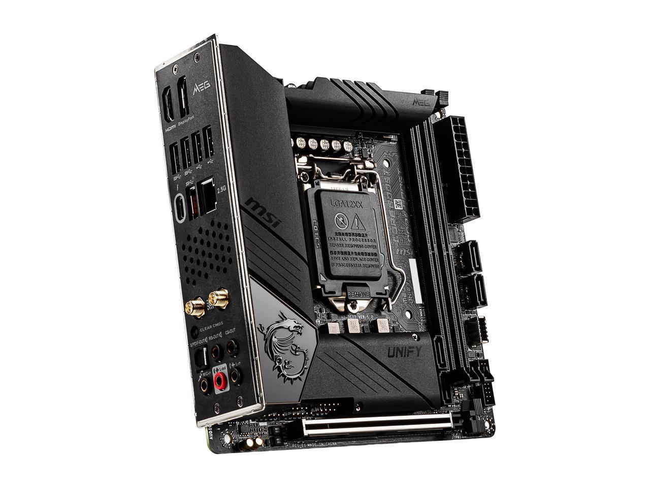 MSI MEG Z490I UNIFY LGA 1200 Intel Z490 SATA 6Gb/s Mini ITX Intel Motherboard