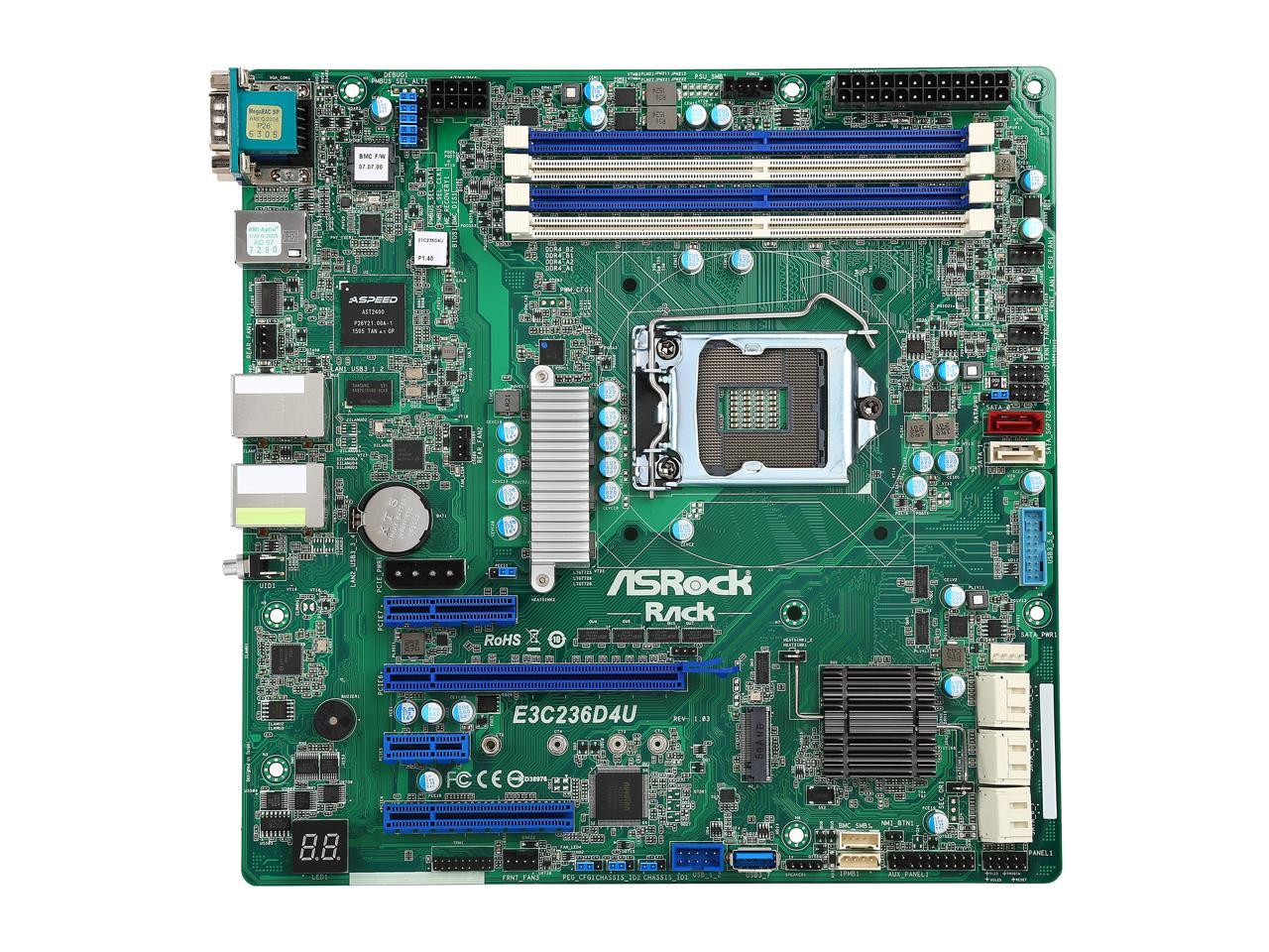 ASRock E3C236D4U Micro ATX Server Motherboard LGA1151 Intel C236