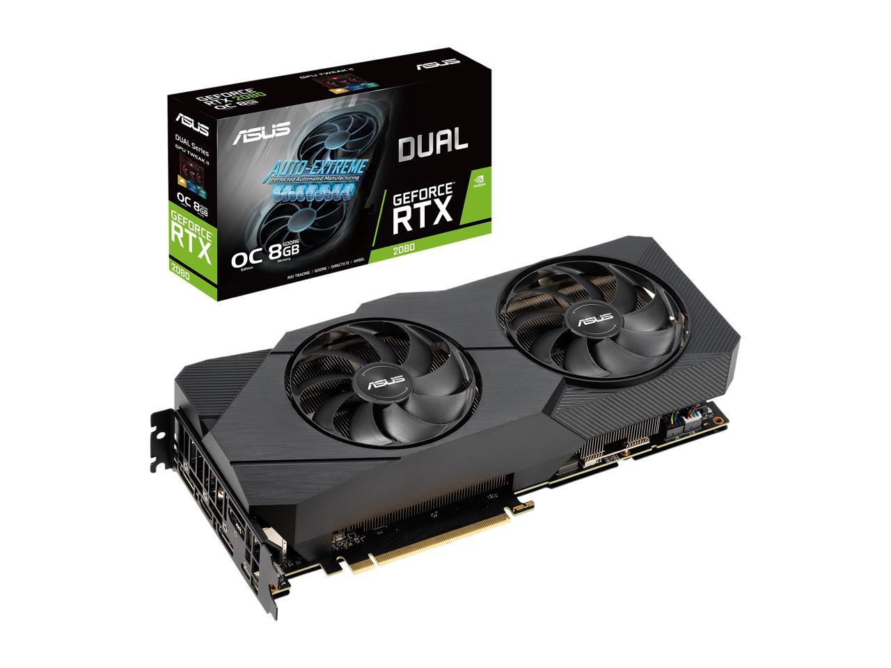 ASUS Dual GeForce RTX 2080 DirectX 12 DUAL-RTX2080-O8G-EVO 8GB 256-Bit GDDR6 PCI Express 3.0 HDCP Ready SLI Support Video Card