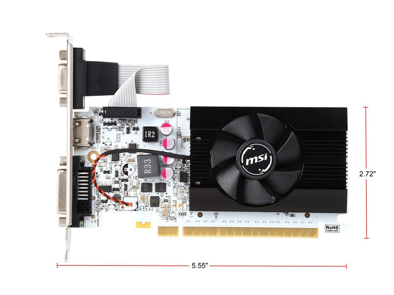 MSI GeForce GT 730 DirectX 12 N730K-2GD5LP/OC 2GB 64-Bit GDDR5 PCI Express 2.0 x16 HDCP Ready Video Card