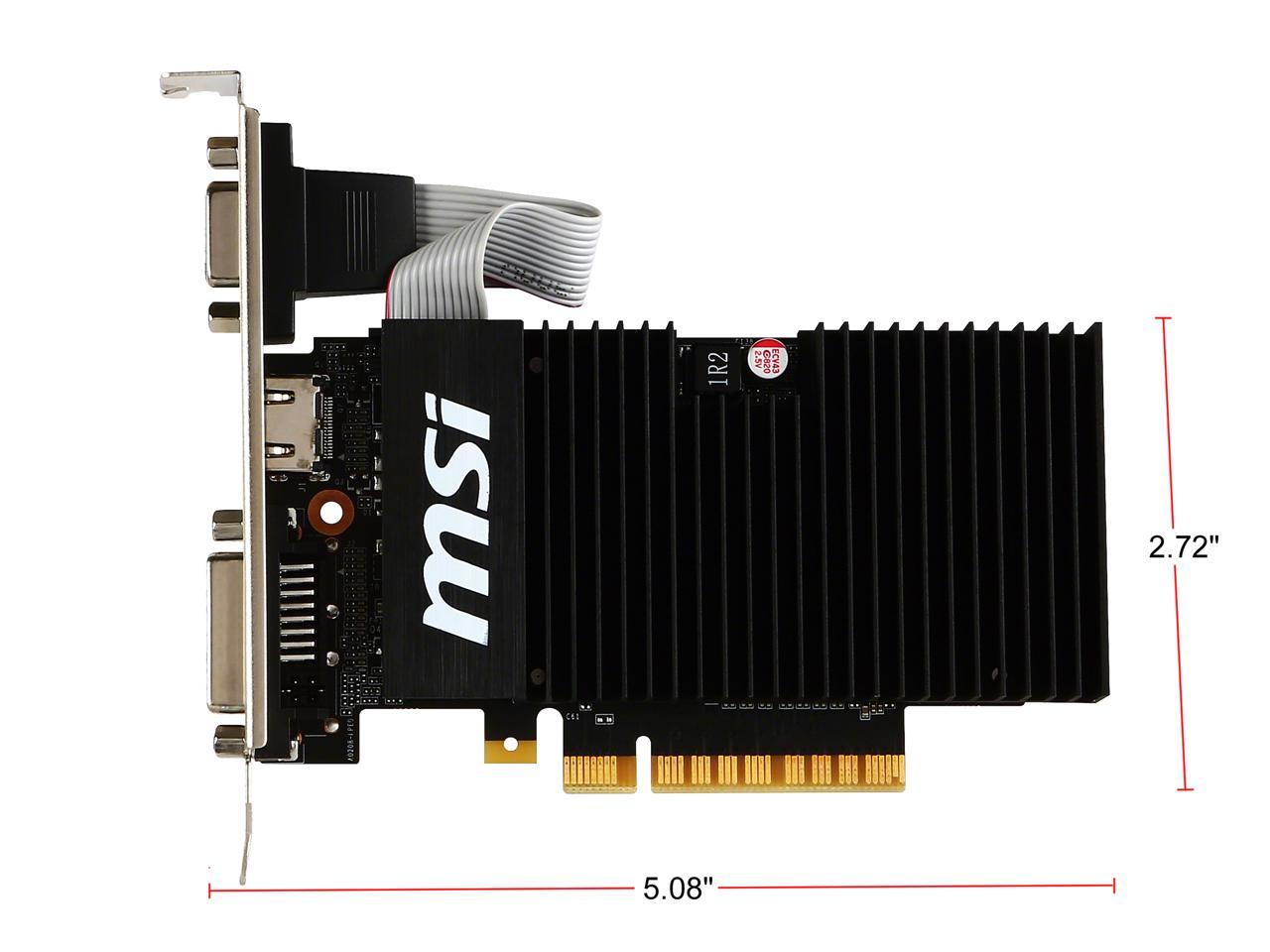 MSI GeForce GT 710 DirectX 12 GT 710 1GD3H LPV1 1GB 64-Bit DDR3 PCI Express 2.0 x8 HDCP Ready Low Profile Video Card