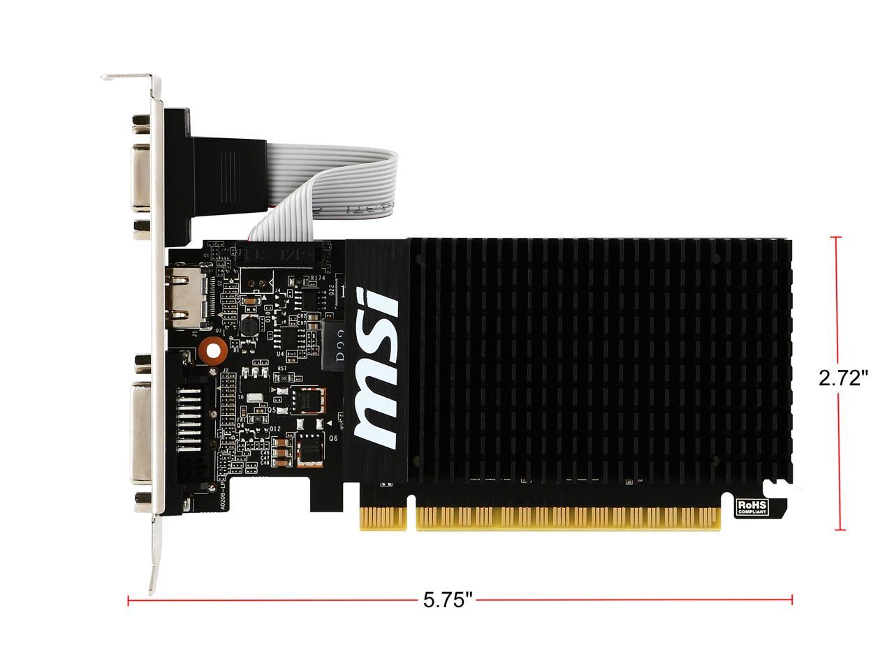 MSI GeForce GT 710 DirectX 12 GT 710 1GD3H LP 1GB 64-Bit DDR3 PCI Express 2.0 x16 HDCP Ready Low Profile Video Card