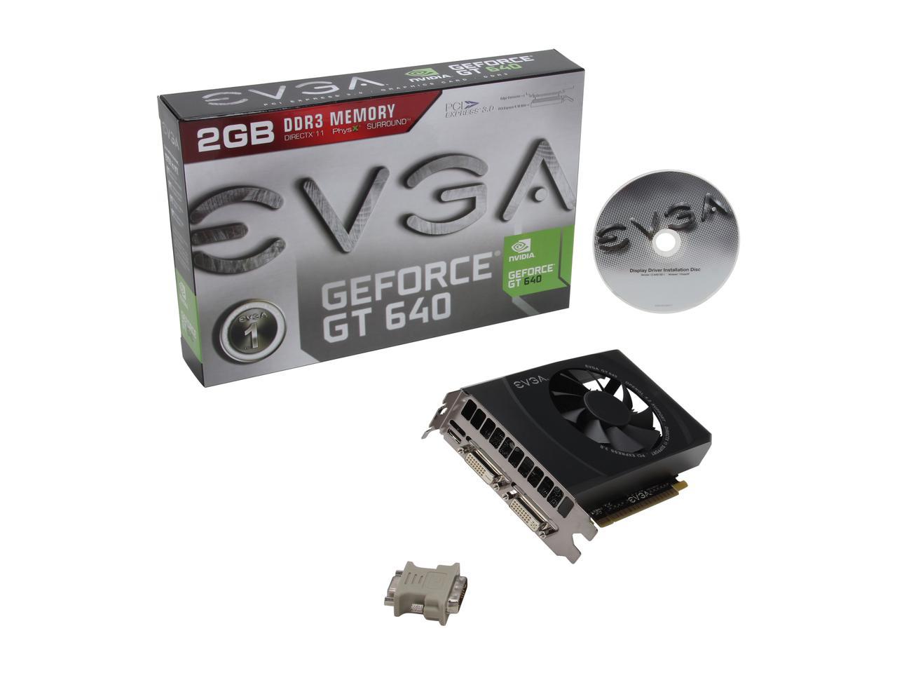 EVGA GeForce GT 640 DirectX 12 (feature level 11_0) 02G-P4-2643-KR 2GB 128-Bit DDR3 PCI Express 3.0 x16 HDCP Ready Video Card