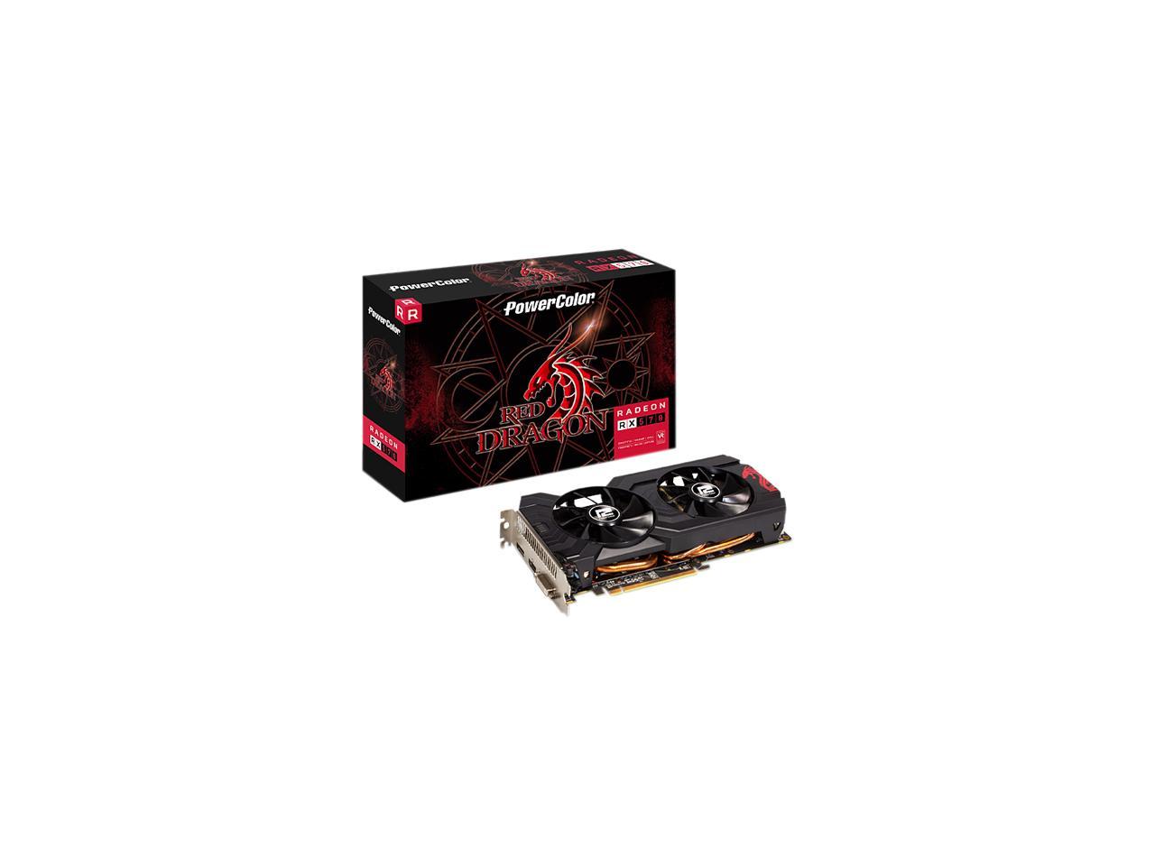 PowerColor RED DRAGON Radeon RX 570 DirectX 12 AXRX 570 4GBD5-DHDV3/OC 4GB 256-Bit GDDR5 PCI Express 3.0 CrossFireX Support ATX Video Card