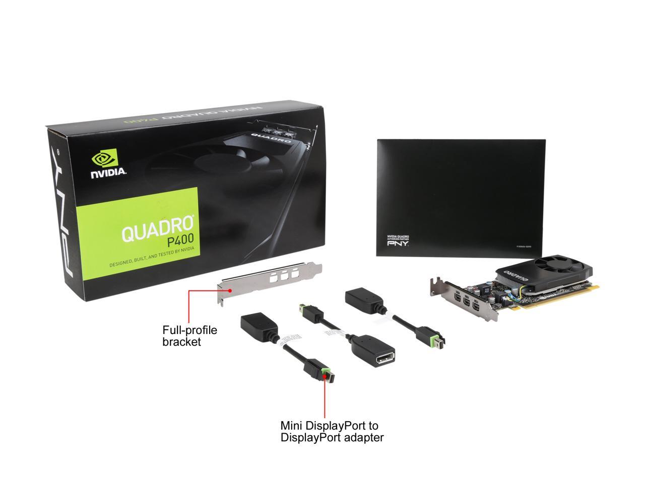 PNY Quadro P400 VCQP400-PB 2GB 64-bit GDDR5 PCI Express 3.0 x16 Low Profile Video Cards - Workstation