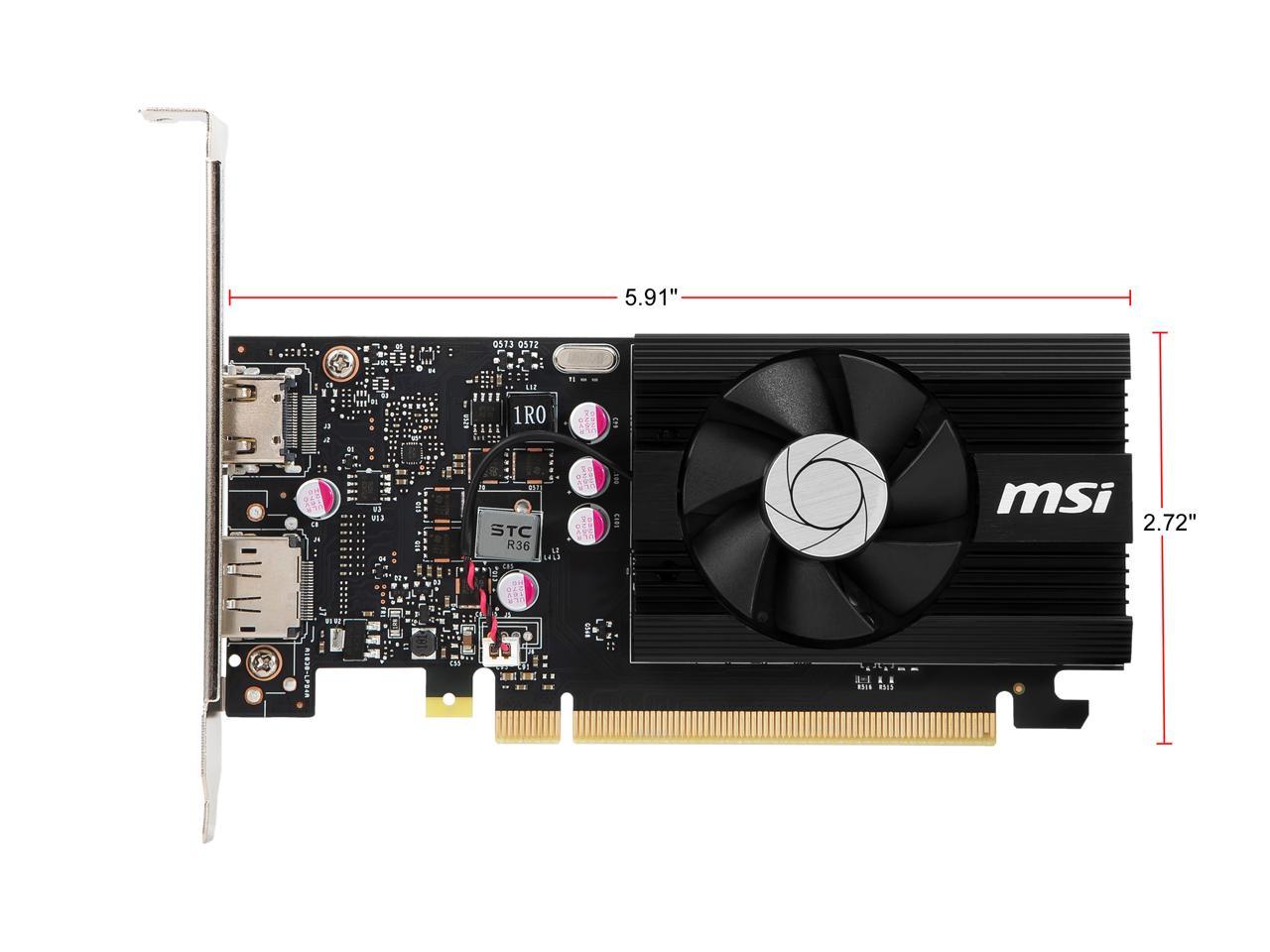 MSI GeForce GT 1030 DirectX 12 GT 1030 2GD4 LP OC 2GB 64-Bit DDR4 PCI Express 3.0 x16 (Uses x4) HDCP Ready Low Profile Video Card