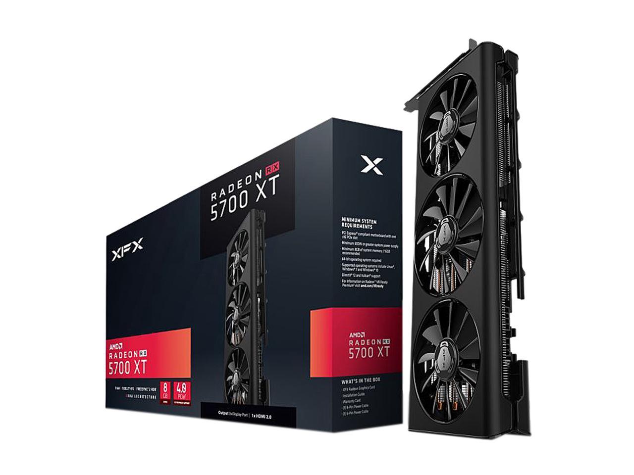 XFX Radeon RX 5700 XT DirectX 12 RX-57XT83LD8 8GB 256-Bit GDDR6 PCI Express 4.0 ATX Video Card