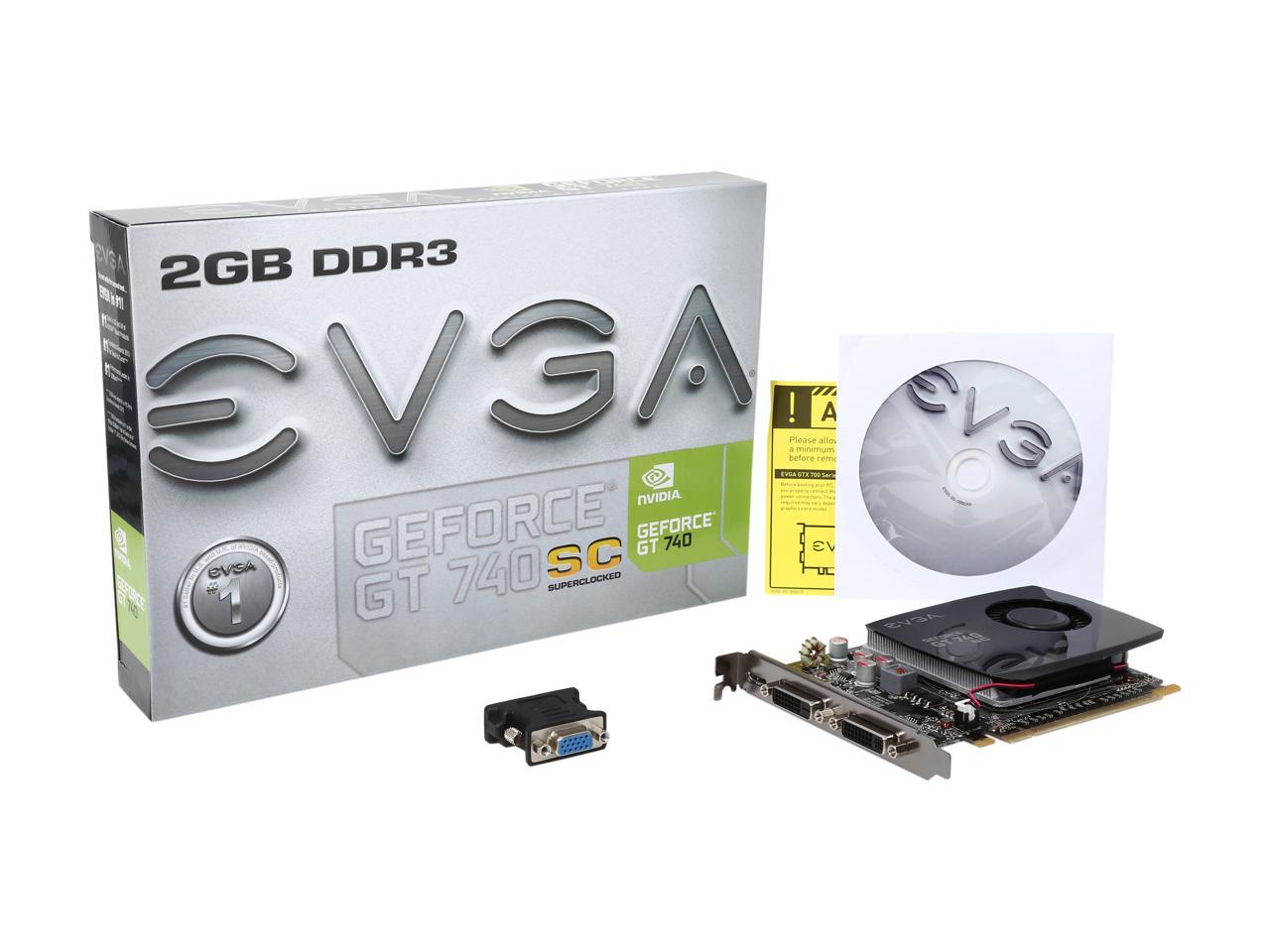 EVGA GeForce GT 740 Superclocked DirectX 12 (feature level 11_0) 02G-P4-2742-KR 2GB 128-Bit DDR3 PCI Express 3.0 Video Card