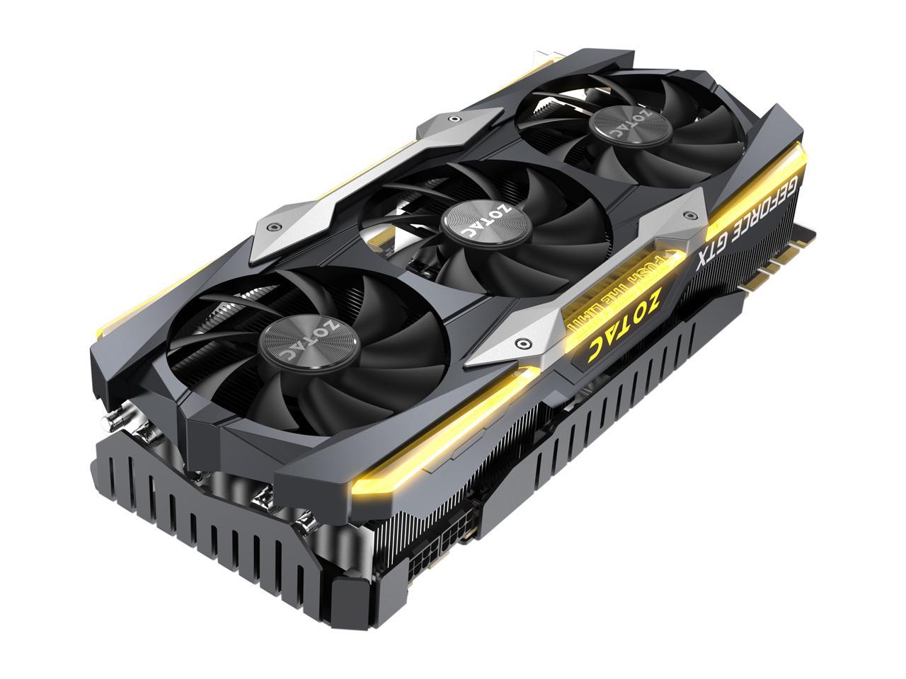 ZOTAC GeForce GTX 1080 Ti AMP Extreme Core 11GB GDDR5X 352-bit Gaming Graphics Card VR Ready 16+2 Power Phase Freeze Fan Stop IceStorm Cooling Spectra Lighting ZT-P10810F-10P