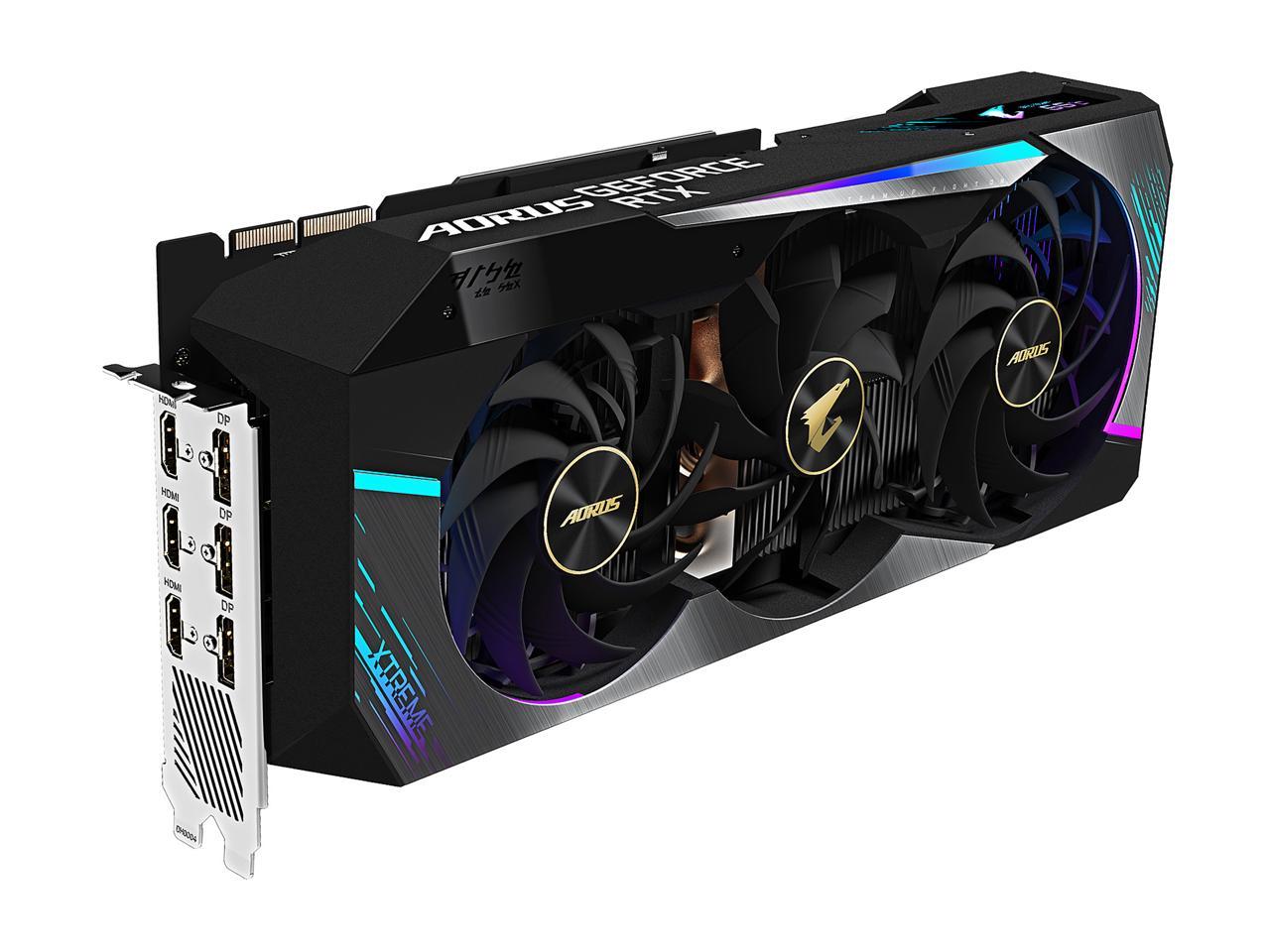 GIGABYTE AORUS GeForce RTX 3090 DirectX 12 GV-N3090AORUS X-24GD 24GB 384-Bit GDDR6X PCI Express 4.0 x16 SLI Support ATX Video Card