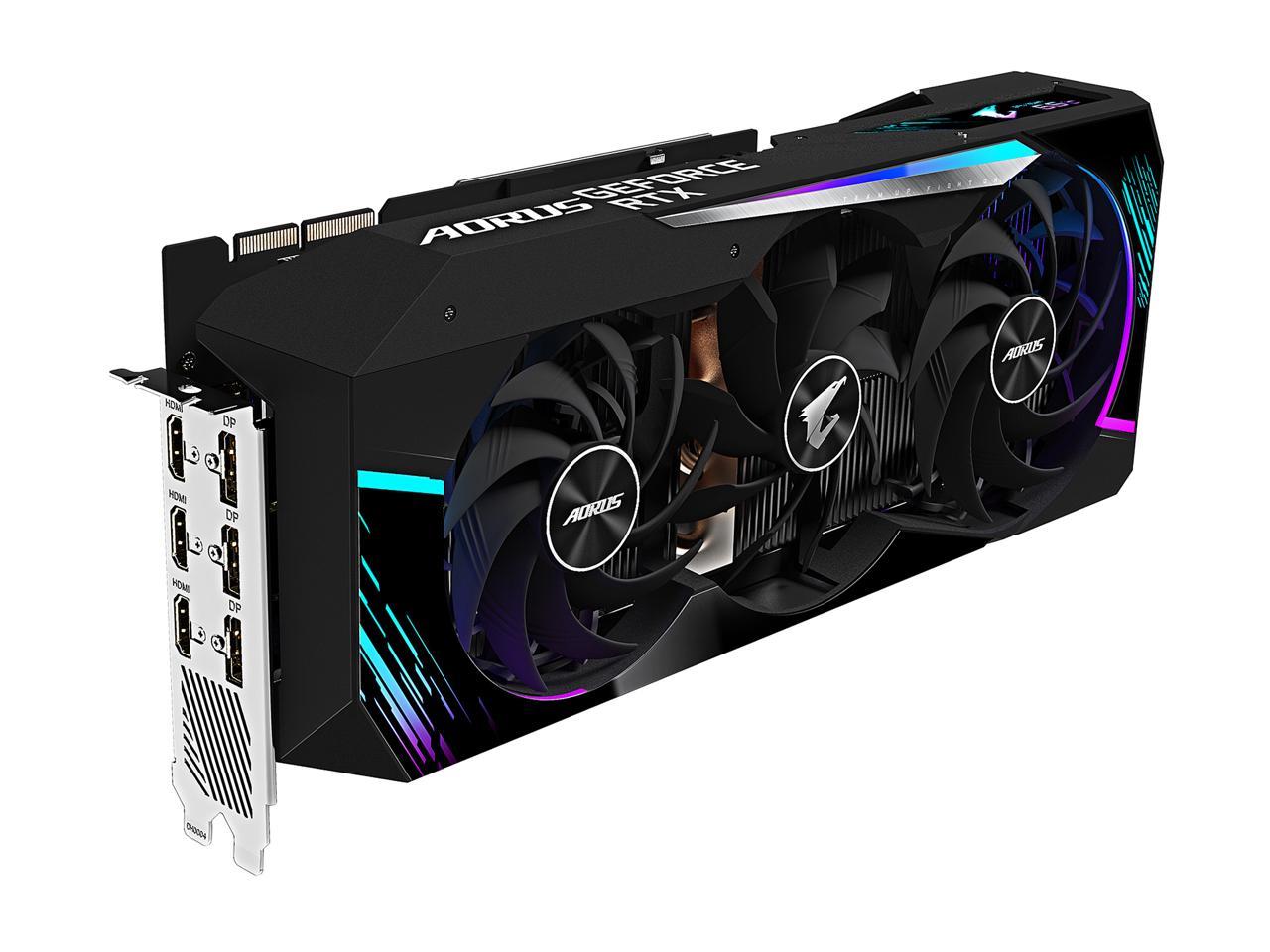 GIGABYTE AORUS GeForce RTX 3090 DirectX 12 GV-N3090AORUS M-24GD 24GB 384-Bit GDDR6X PCI Express 4.0 x16 SLI Support ATX Video Card