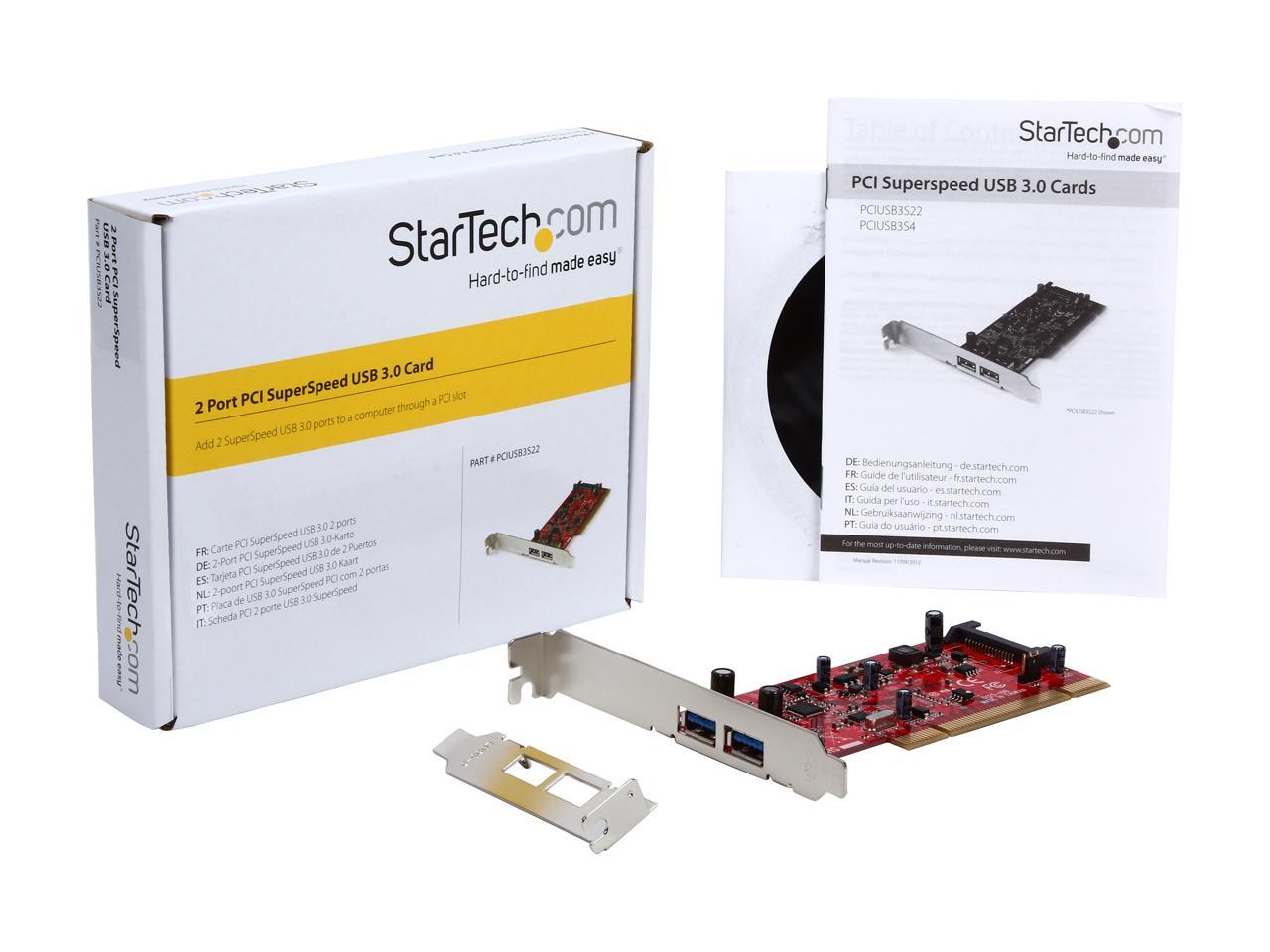 StarTech.com 2 Port PCI SuperSpeed USB 3.0 Adapter Card with SATA Power Model PCIUSB3S22