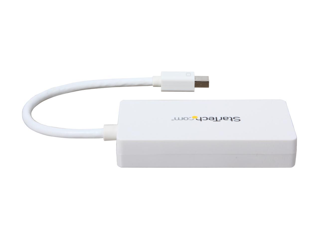 StarTech.com MDP2VGDVHDW Travel A/V Adapter: 3-in-1 Mini DisplayPort to VGA DVI or HDMI Converter - White