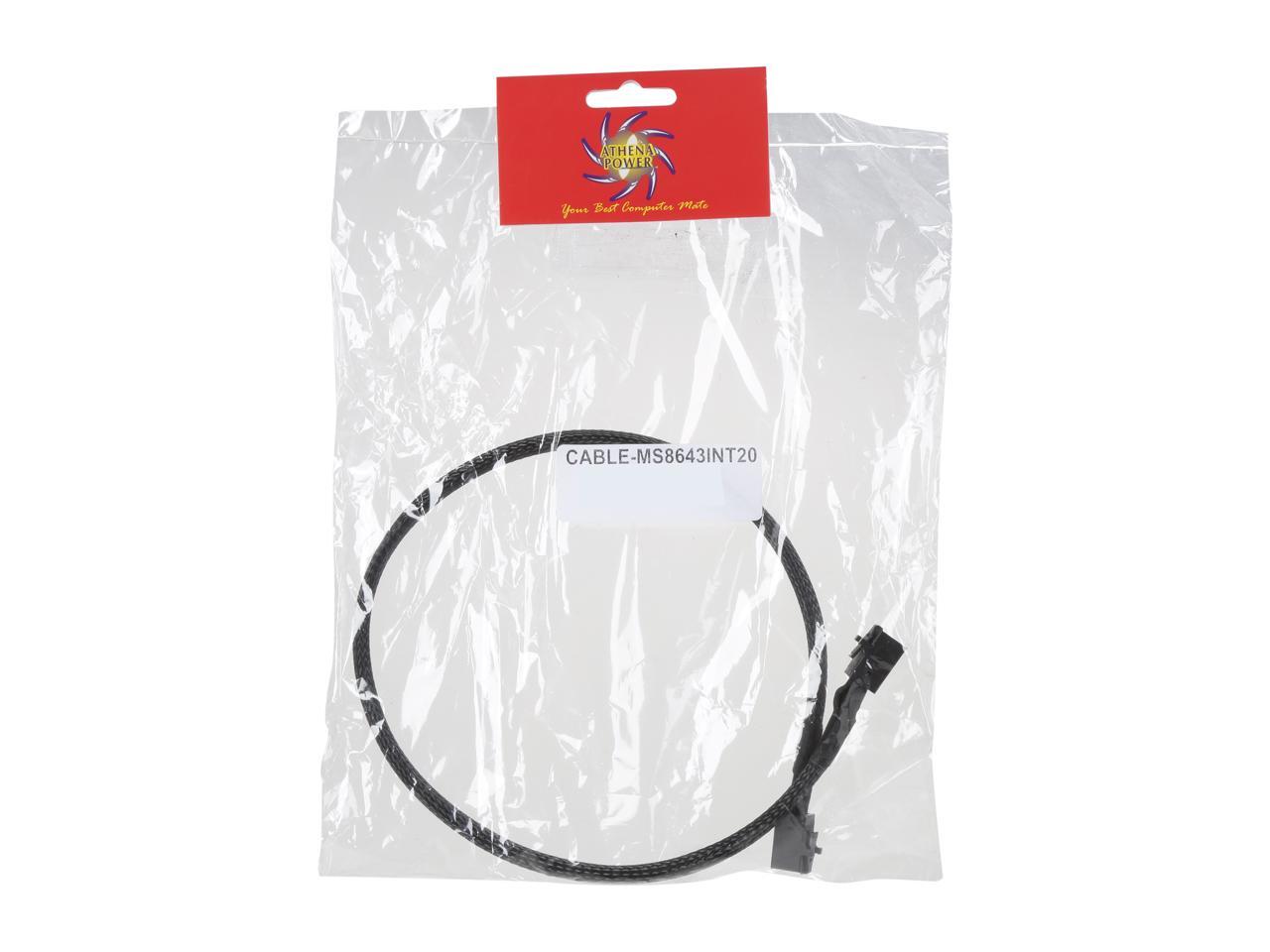 Athena Power GPU Server 12G Data Cable for RM-4UG4243HE12 0.5M Mini SAS SFF8643 to SFF8643 Internal Cable (CABLE-MS8643INT20)