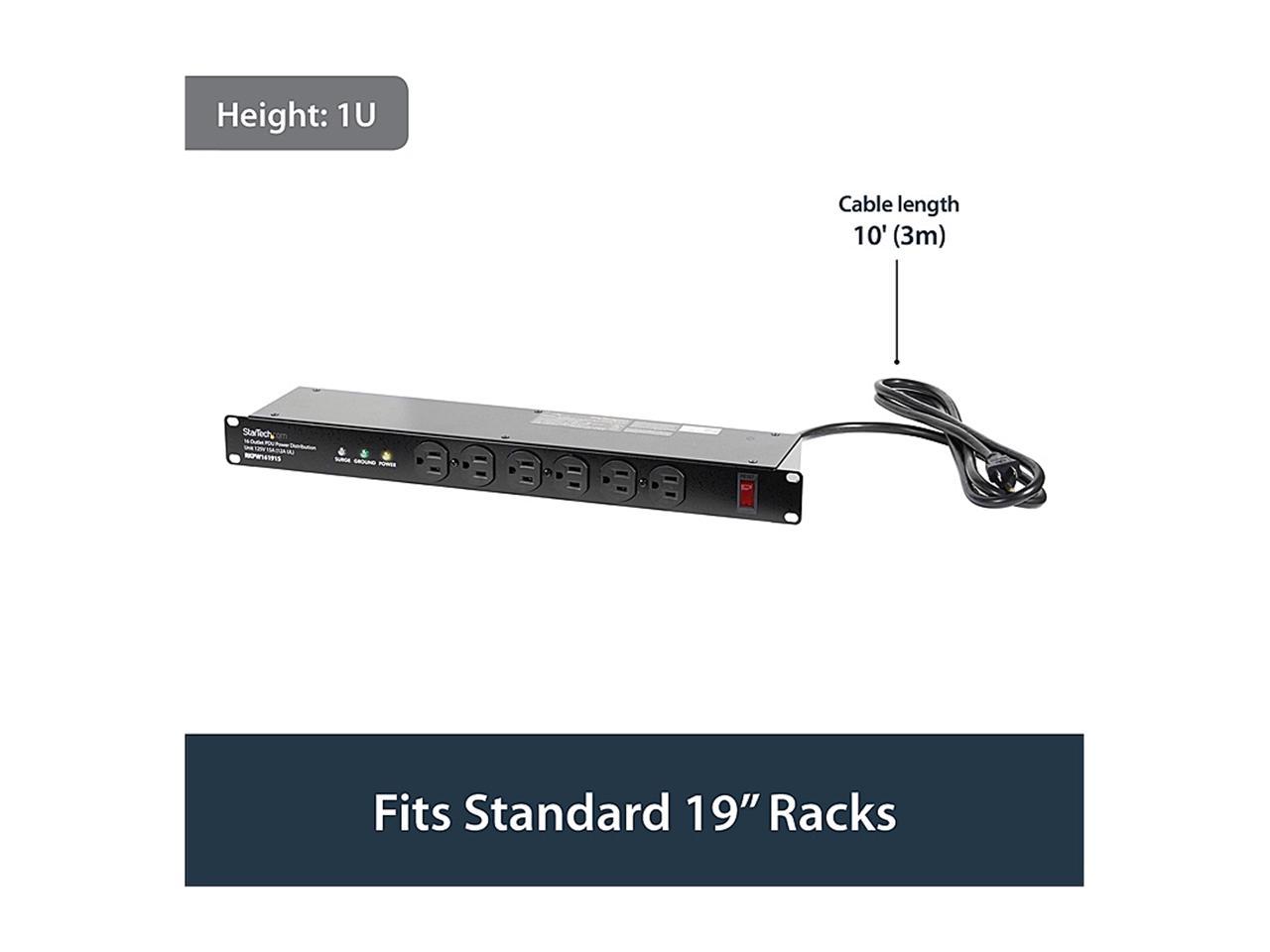 StarTech.com RKPW161915A 19in 1U Rackmount 16 Outlet PDU Power Distribution Unit 125V 15A (12A UL)
