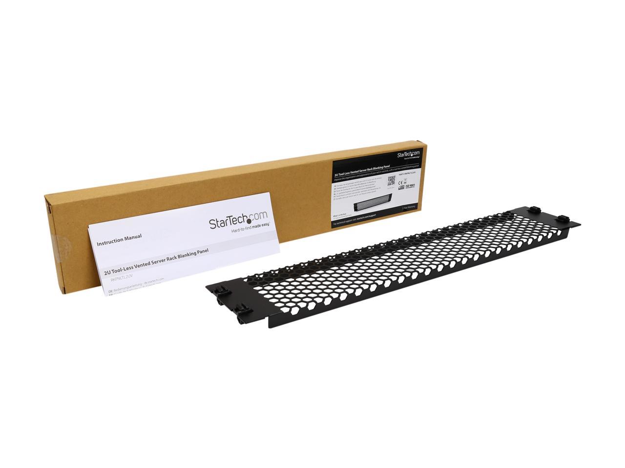 StarTech RKPNLTL2UV StarTech.com Blanking Panel - 2U - Vented - 19 in - Tool-less - Steel - Black - TAA Compliant - Blank Rack Panel - Filler Panel