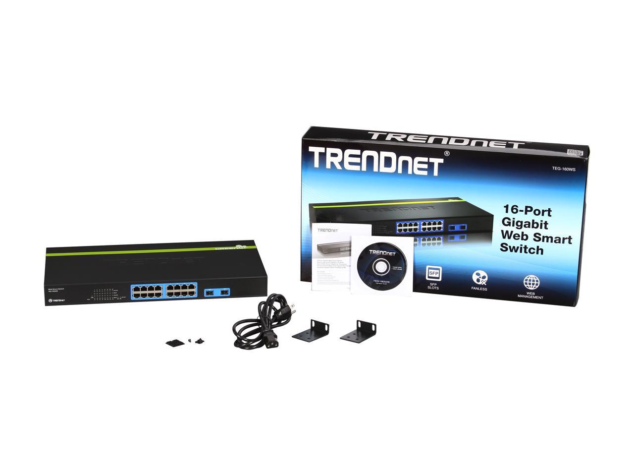 TRENDnet TEG-160WS Smart Gigabit Web Smart Switch. Limited Life Time Warranty