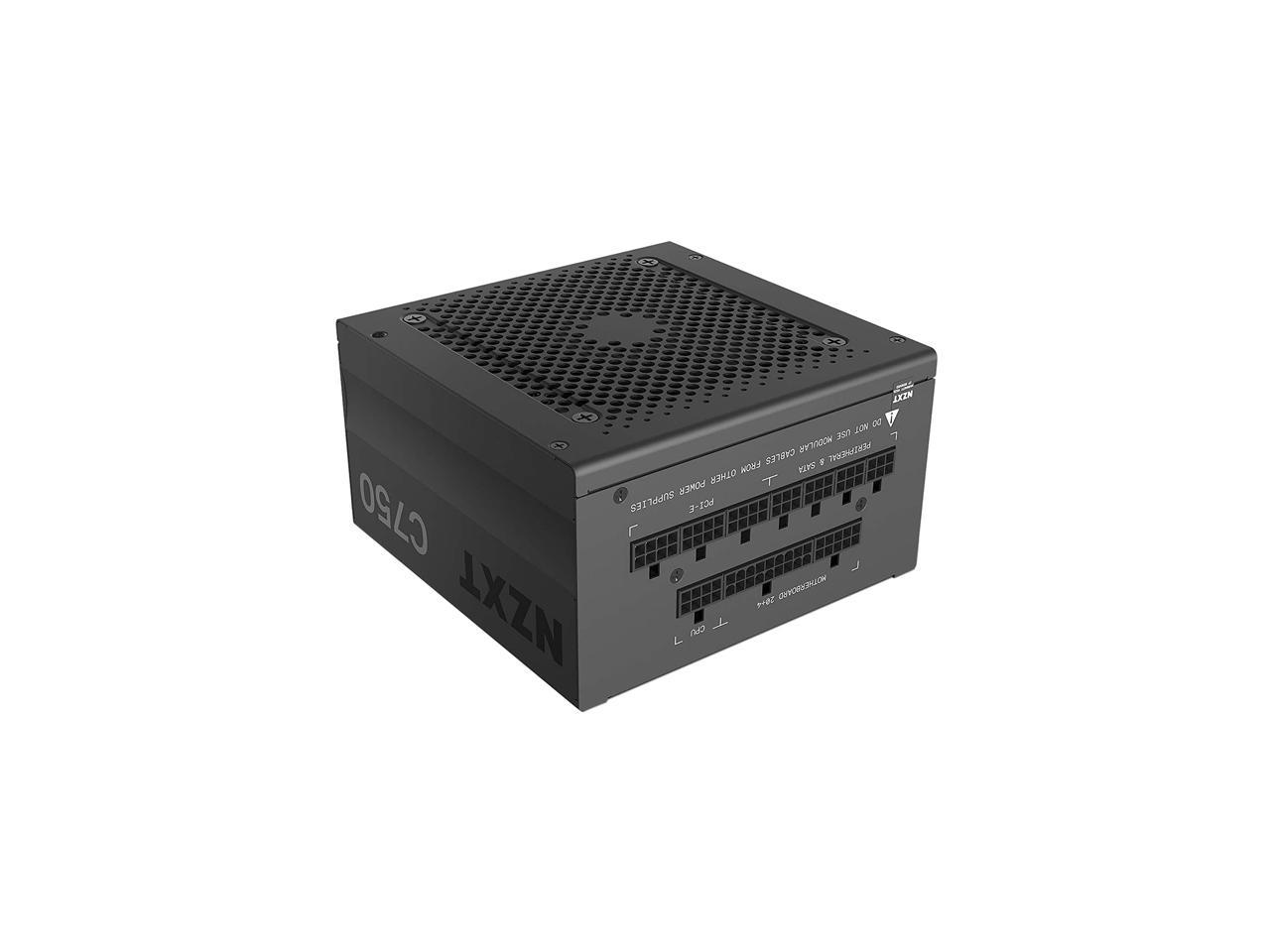 NZXT C750 NP-C750M 750 Watt PSU 80+ Gold Certified Hybrid Silent Fan Control Fluid Dynamic Bearings Modular Design Sleeved Cables ATX Gaming Power Supply, 10 Year Warranty