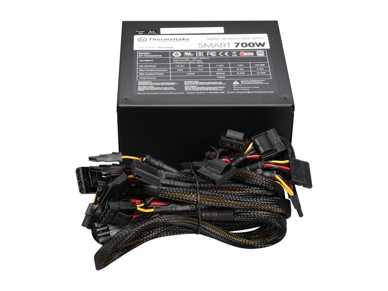 Thermaltake Smart Series 700W SLI / CrossFire Ready Continuous Power ATX12V V2.3 / EPS12V 80 PLUS Certified Active PFC Power Supply Haswell Ready PS-SPD-0700NPCWUS-W