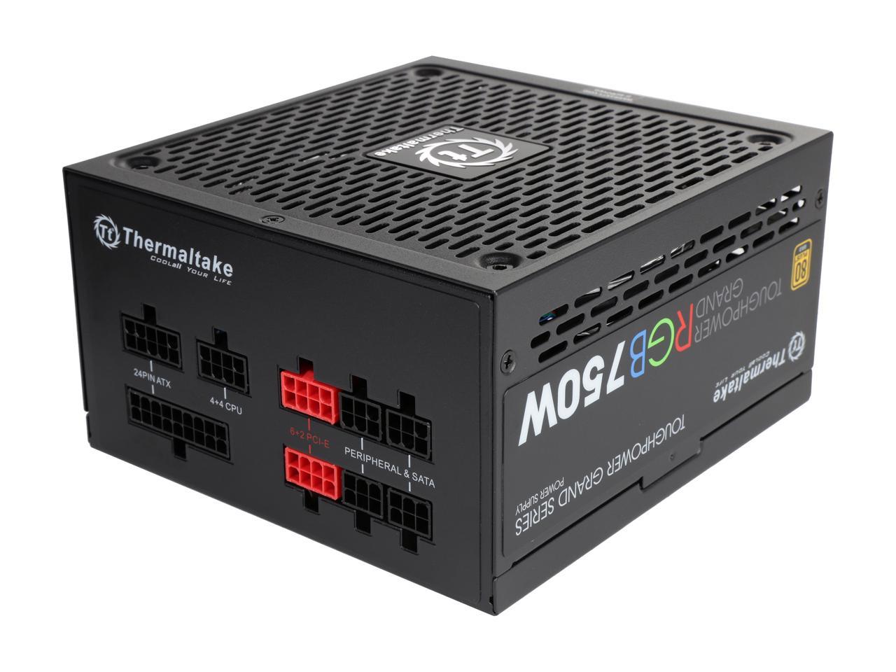 Thermaltake Toughpower Grand RGB 750W Smart Zero Fan SLI/CrossFire Ready Continuous Power ATX12V v2.4 / EPS v2.92 80 PLUS GOLD Certified Full Modular Power Supply PS-TPG-0750FPCGUS-R