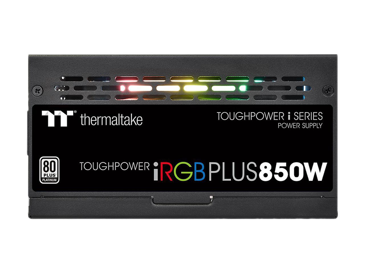 Thermaltake Toughpower iRGB Plus 850W Digital SLI/CrossFire Ready Continuous Power Digital RGB LED Smart Zero Fan ATX12V v2.4 / SSI EPS v2.92 80 PLUS PLATINUM Certified 10 Year Warranty Full Modular Power Supply PS-TPI-0850F2FDPU-1