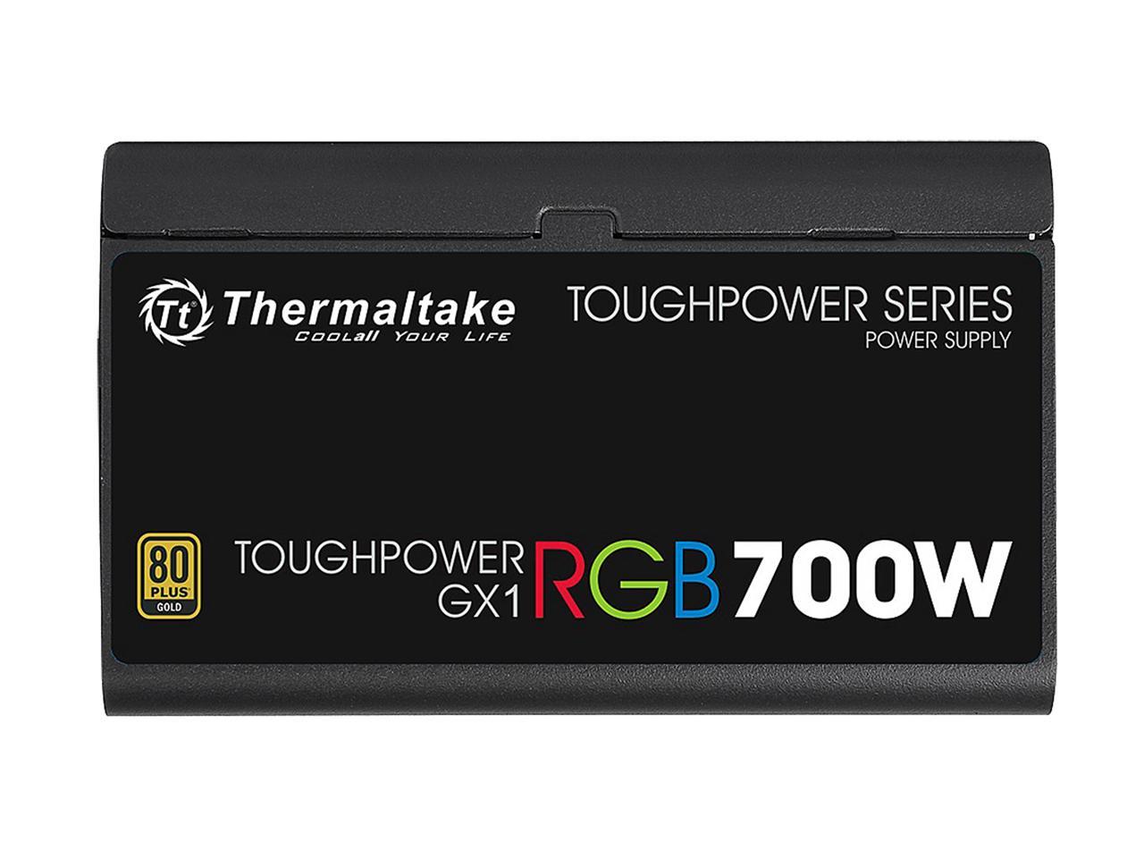 Thermaltake Toughpower GX1 RGB 700W ATX 12V v2.4 and EPS v2.92 80 PLUS GOLD Certified Non-Modular Active PFC Power Supply, PS-TPD-0700NHFAGU-1