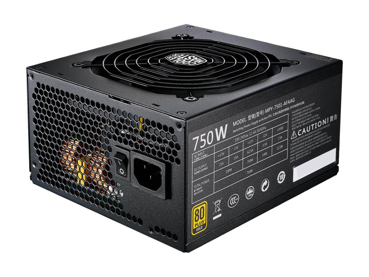 Cooler Master MWE Gold 750 Watt Fully Modular, Compact, Silent Fan 80 PLUS Gold Power Supply, MPY-7501-AFAAG-US