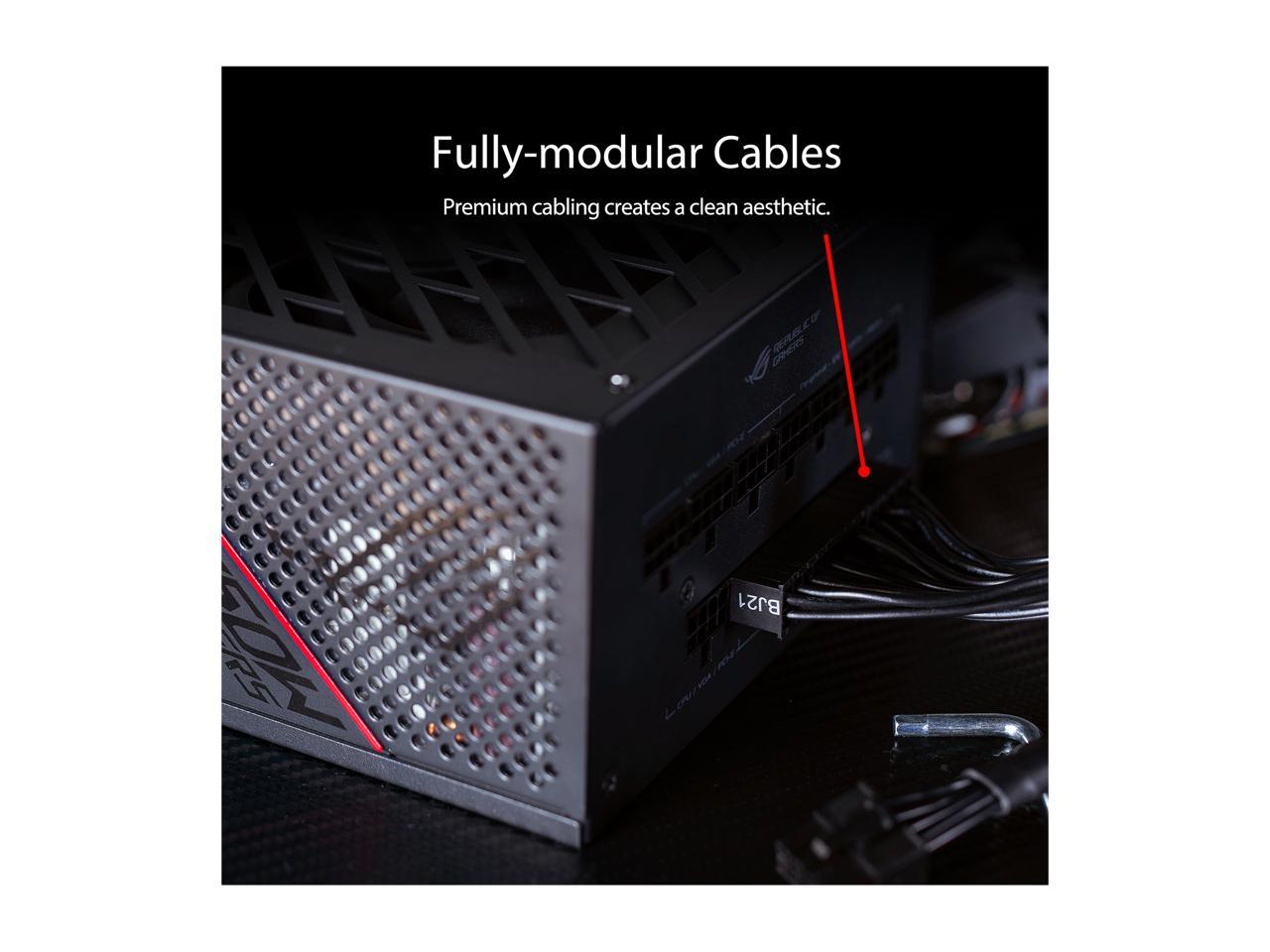 ASUS ROG STRIX 850G 850W Gold Power Supply, ROG Heatsinks, Axial-tech Fan Design, Dual Ball Fan Bearings, 0dB Technology, 80 PLUS Gold Certification, Fully Modular Cables, 10-Year Warranty