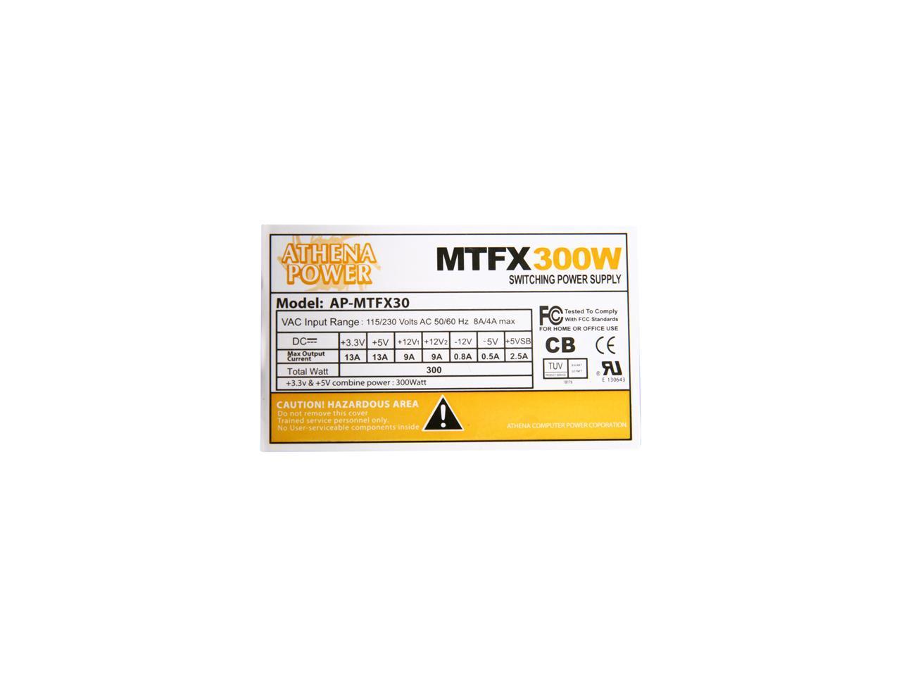 Athena Power AP-MTFX30 300W TFX12V Power Supply for many HP Slimline System Upgrades/Replacement