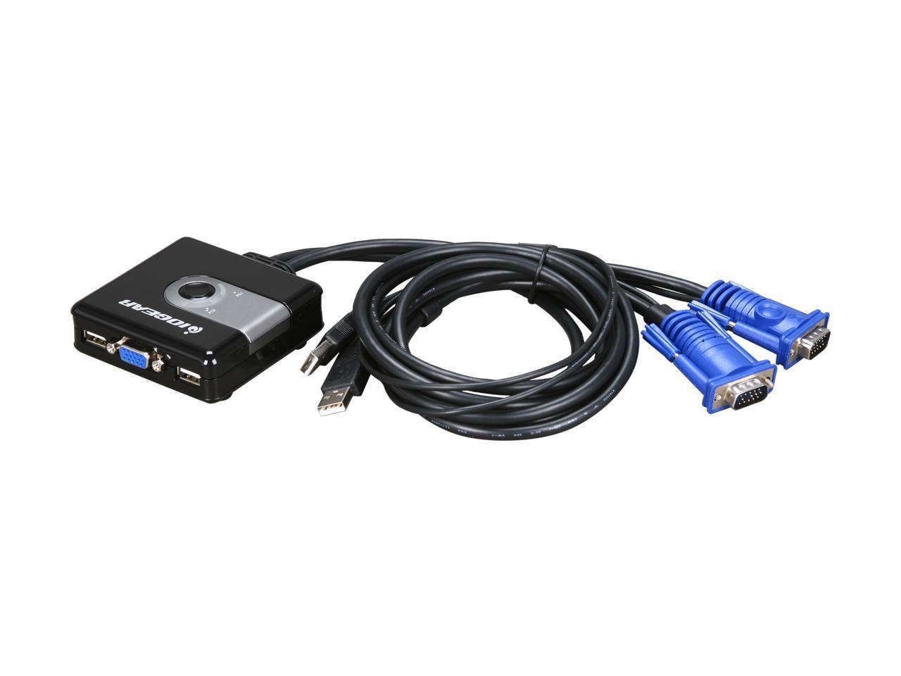 IOGEAR GCS42UW6 2-Port Compact USB VGA KVM with Built-in Cables