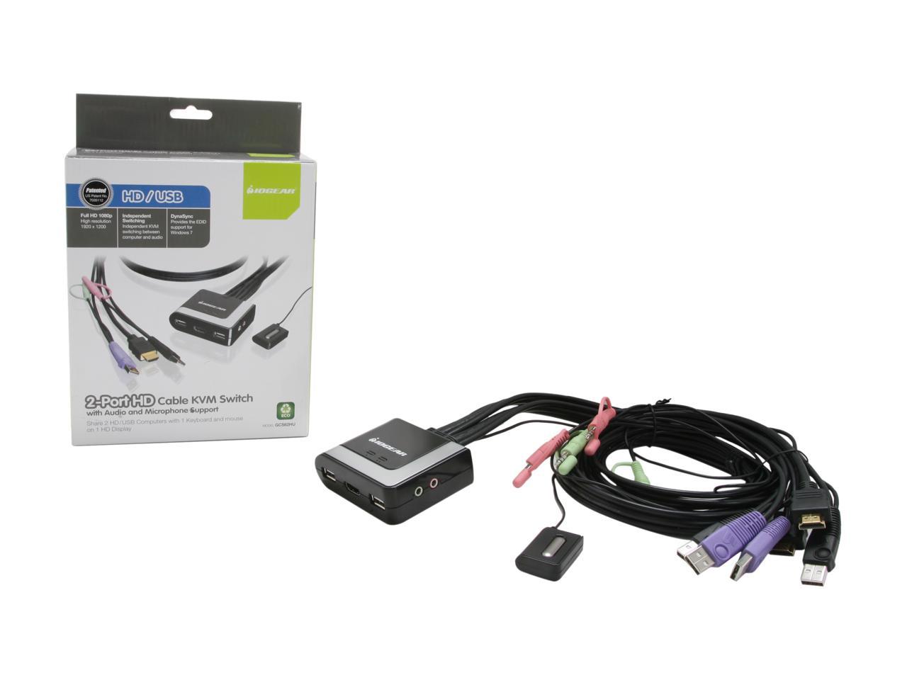 IOGEAR GCS62HU 2-Port HD Cable KVM Switch with Audio