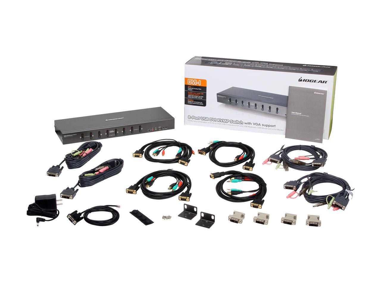 IOGEAR GCS1108KIT2 8-Port DVI KVMP switch with VGA support and USB KV