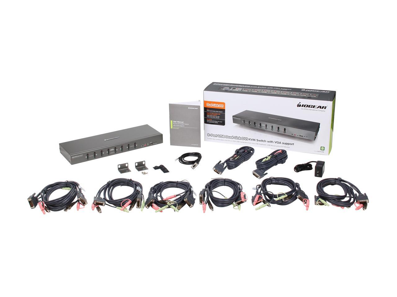 IOGEAR GCS1208KIT1 8-Port Dual Link DVI KVMP Switch KIT