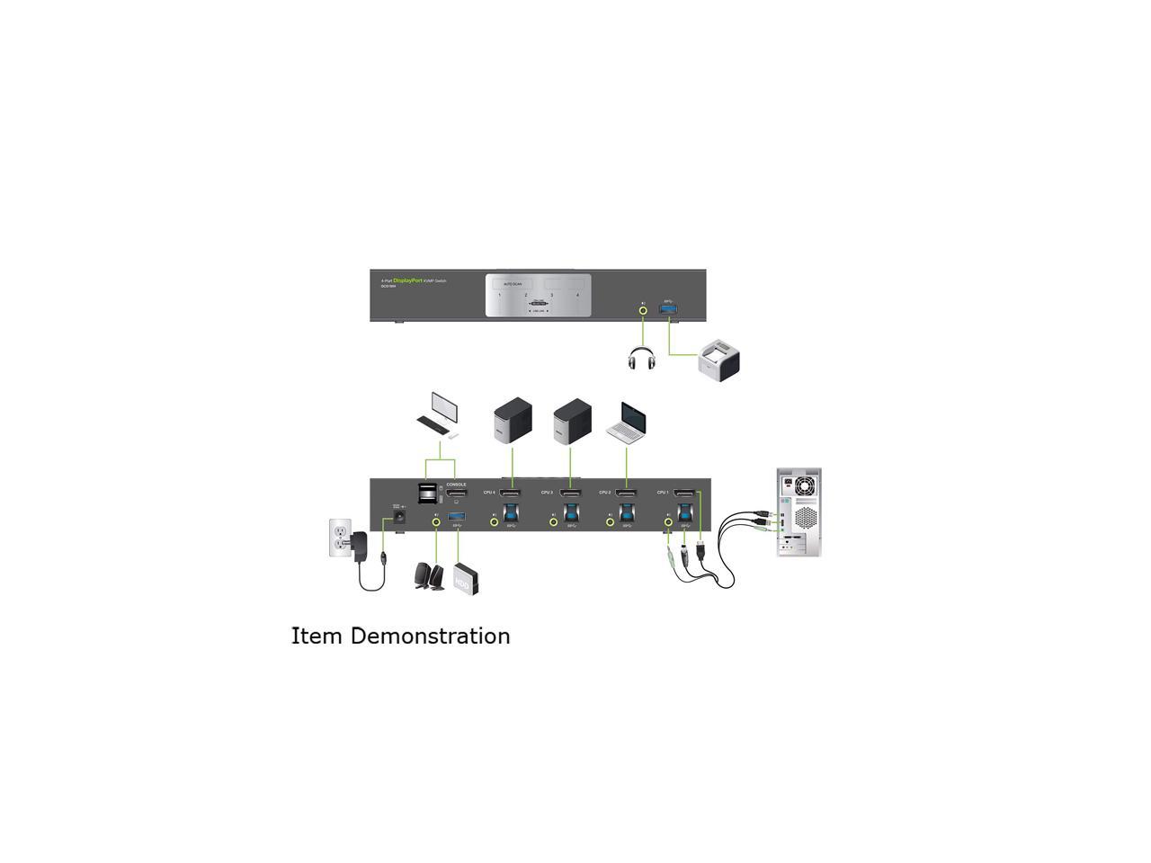 IOGEAR GCS1904 4-Port DisplayPort KVMP Switch with USB 3.0 Hub (TAA Compliant)