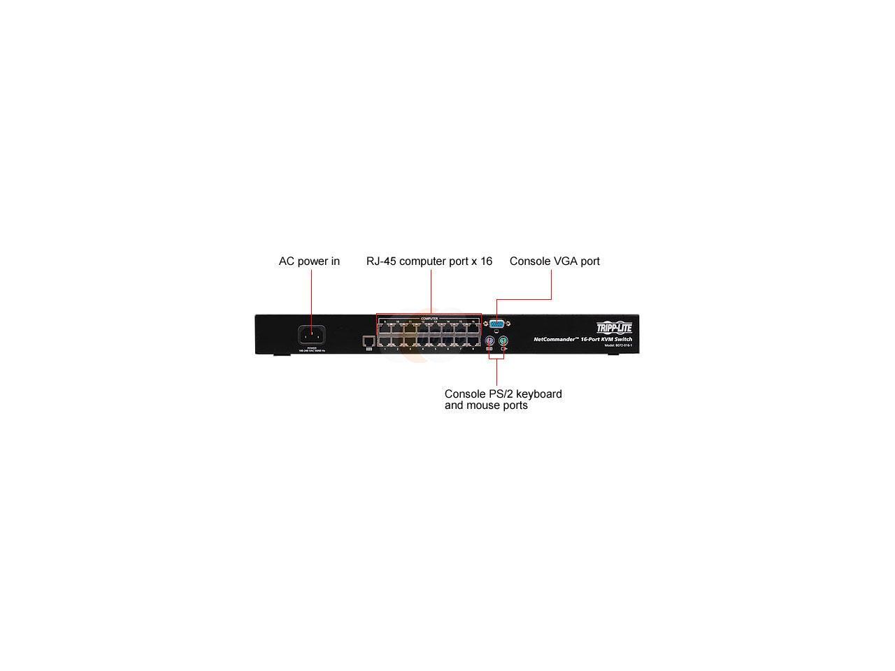 Tripp Lite 16-Port Cat5 KVM Switch 1U Rack-Mount (B072-016-1)