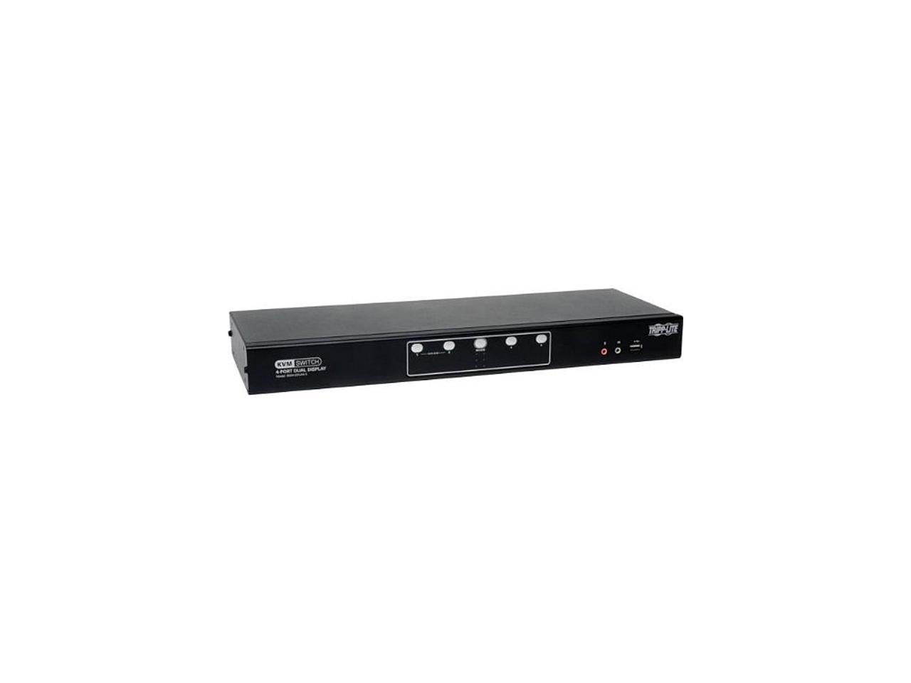 Tripp Lite 4-Port Dual Monitor DVI KVM Switch with Audio and USB 2.0 Hub, Cables included