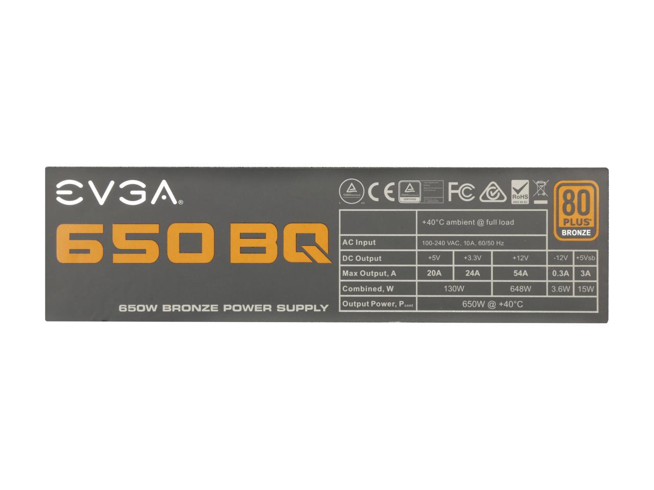 EVGA 650 BQ 110-BQ-0650-V1 80+ BRONZE 650W Semi Modular Includes FREE Power On Self Tester Power Supply