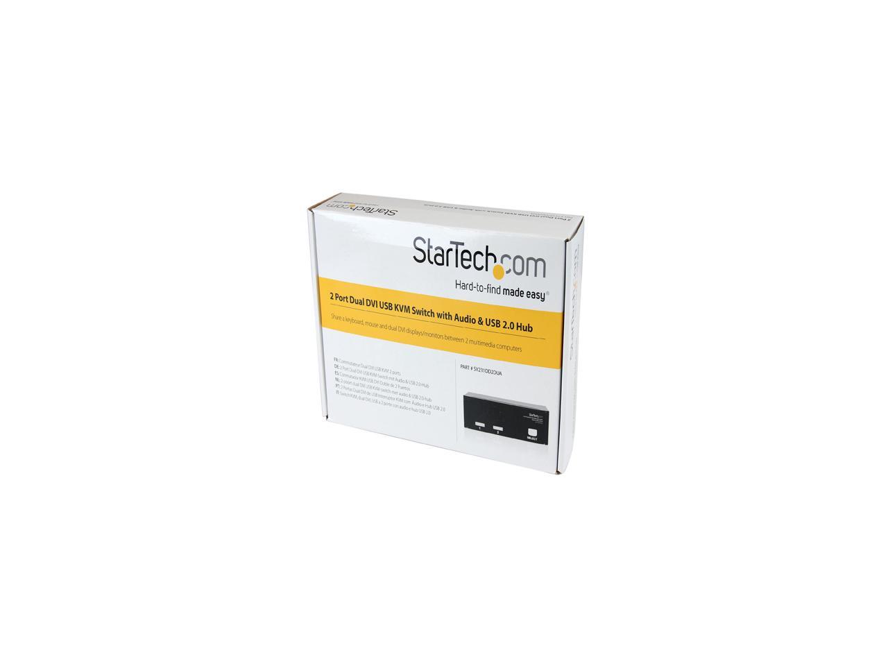 StarTech.com SV231DD2DUA 2-Port Dual KVM Switch with Audio for DVI Computers - Built-in USB 2.0 Hub - USB