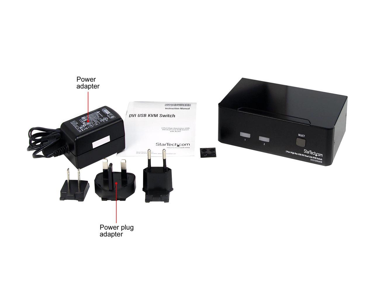 StarTech.com SV231DVIUAHR 2 Port High Resolution USB DVI Dual Link KVM Switch with Audio