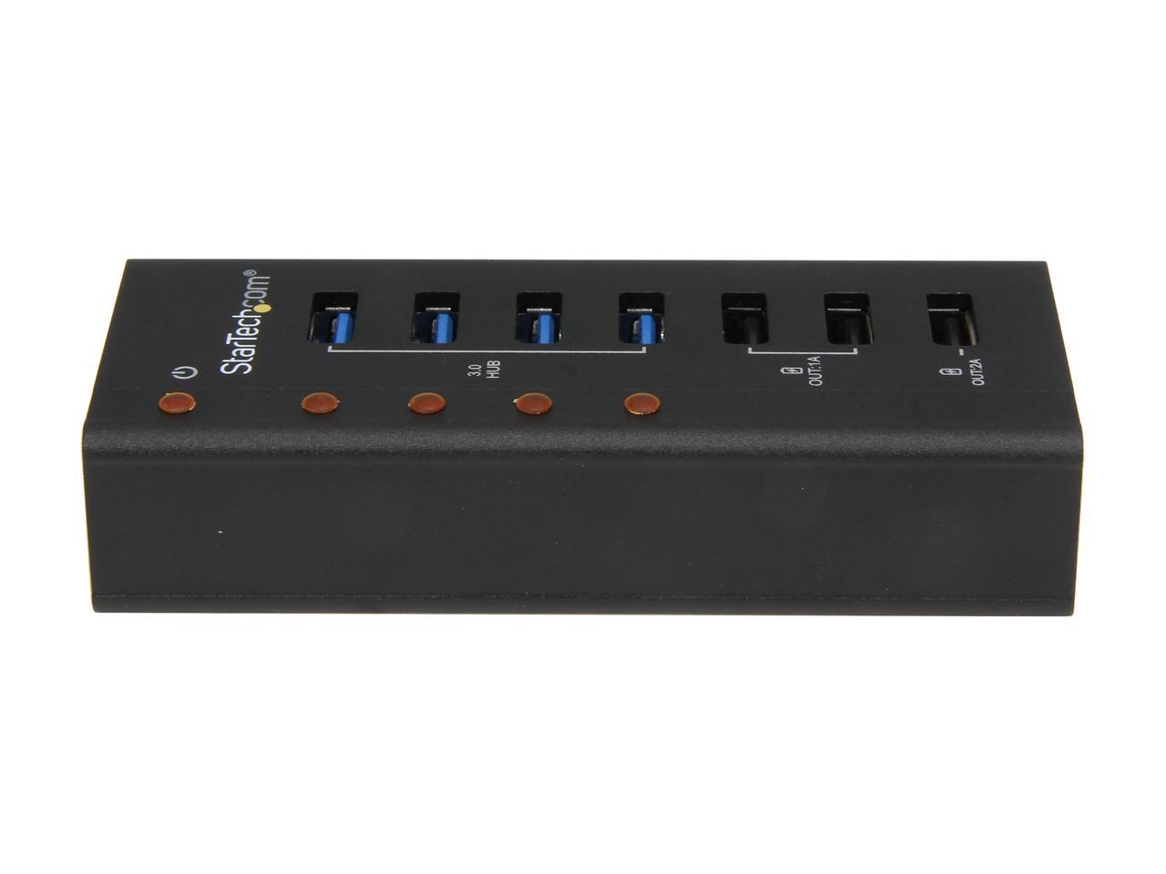 StarTech.com ST4300U3C3 4 Port USB 3.0 Hub - 3 Dedicated USB Charging Ports (2 x 1A & 1 x 2A) - Wall Mountable - Metal - Powered USB Hub - USB Splitter