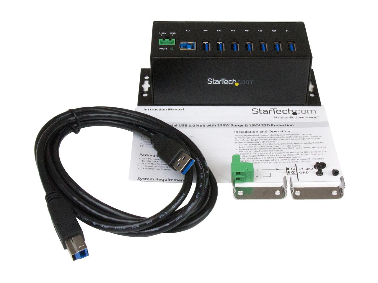 StarTech.com ST7300USBME 7 Port Industrial USB 3.0 Hub - with ESD Protection - Mountable - USB 3 Hub - USB Extender - Powered USB 3.0 Hub - USB Splitter