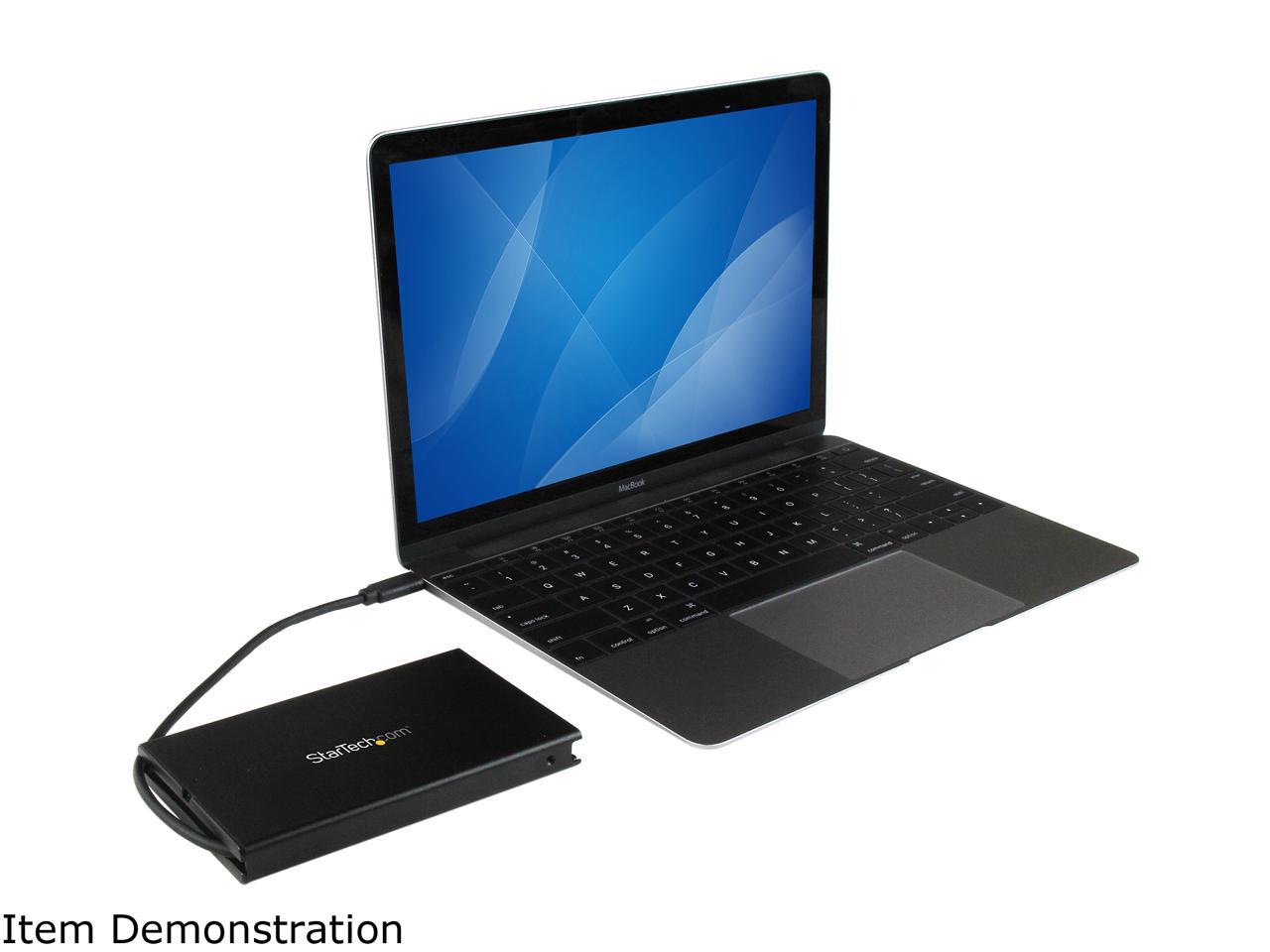 StarTech S251BU31C3CB USB-C External Hard Drive Enclosure - USB 3.1 Type C - Integrated USB C Cable - SATA 6Gpbs - SSD/HDD Enclosure